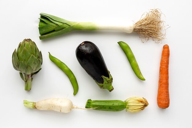 Vue de dessus des légumes frais