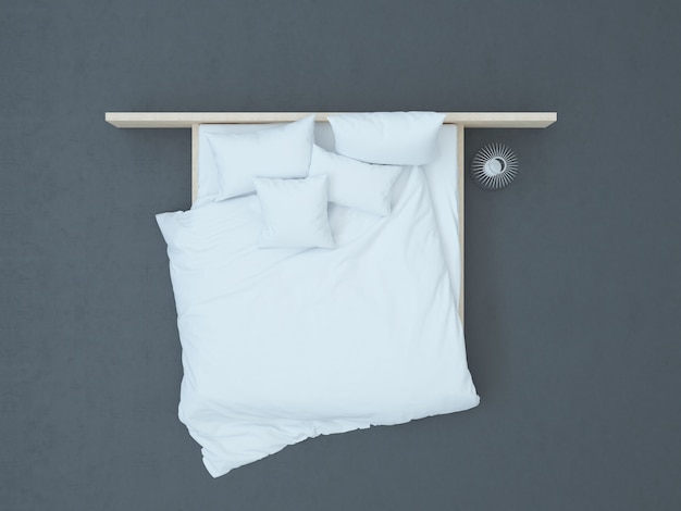 vue de dessus sur le lit blanc