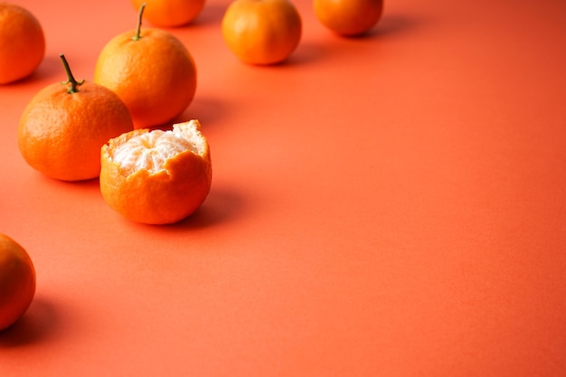 Photo vue de dessus mandarines biologiques