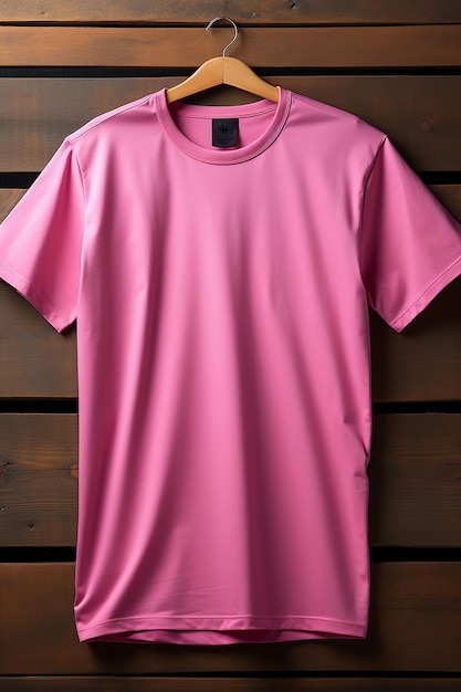 Vue de dessus d'une maquette de t-shirt ROSE pur, parfaitement stylée