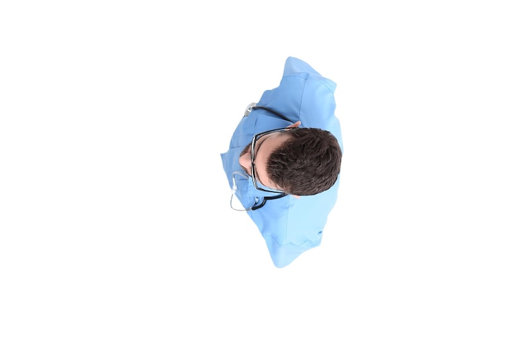 Photo vue de dessus médecin de sexe masculin confiant avec impatience
