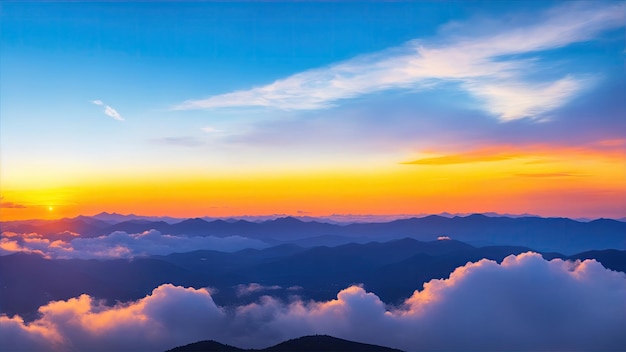 Vue de dessus de la montagne avec un ciel nuageux