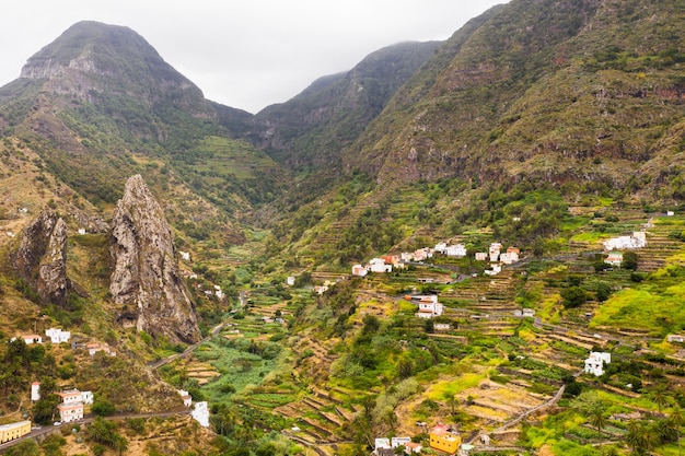 Vue de dessus des montagnes sur l'île de La Gomera Îles Canaries EspagneMagnifique paysage de l'île d'Homère