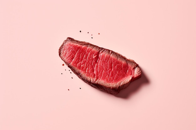 Vue de dessus de morceau de steak de bœuf