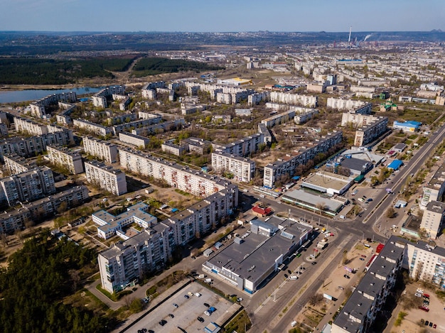 Vue de dessus des petites rues de la ville