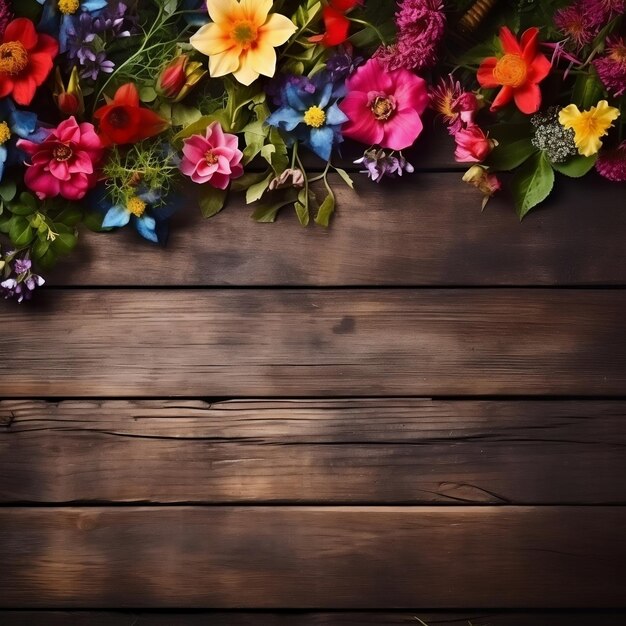 Vue de dessus Photo de fleurs et plantes de jardin sur fond isolé Ai générative