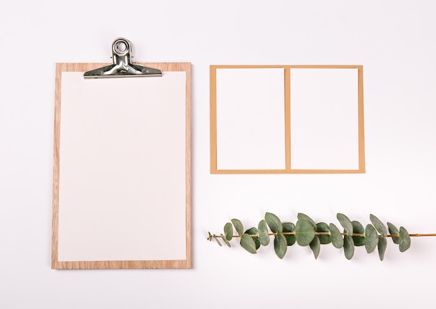 Vue de dessus des plantes blanches carte de voeux fond blanc