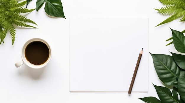 Vue de dessus à plat, table de bureau, espace de travail