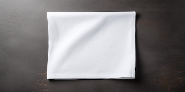 vue de dessus avec serviette de cuisine blanche vide isolée sur fond de table Tissu plié IA générative