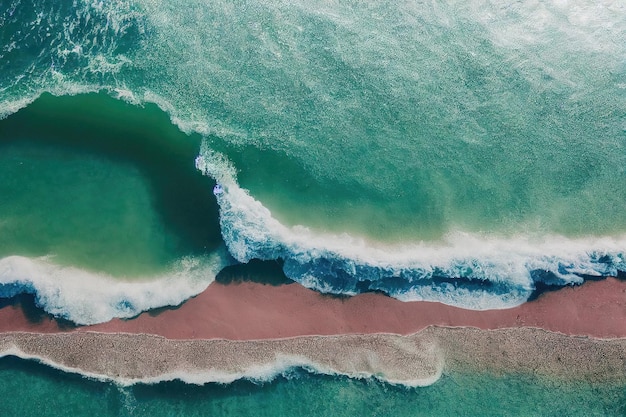 Vue de dessus spectaculaire depuis une photo de drone de la belle plage rose