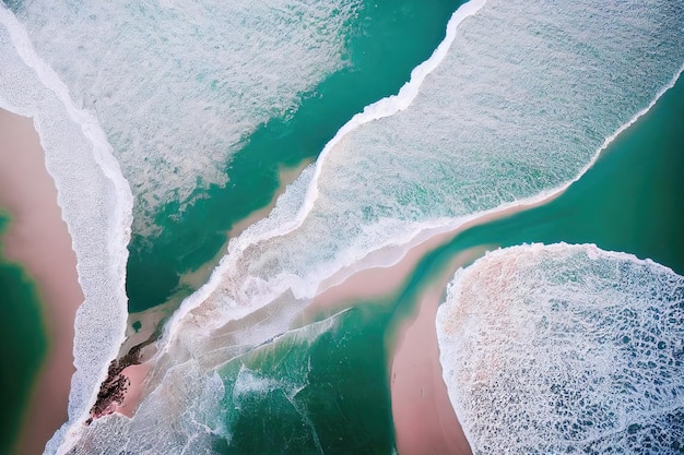 Photo vue de dessus spectaculaire depuis une photo de drone de la belle plage rose