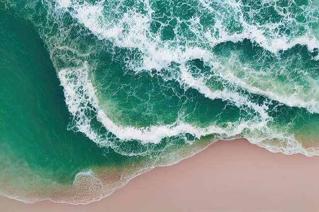 Vue de dessus spectaculaire depuis une photo de drone de la belle plage rose