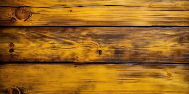 Vue de dessus Table en bois Texture en bois fond jaune AI générative