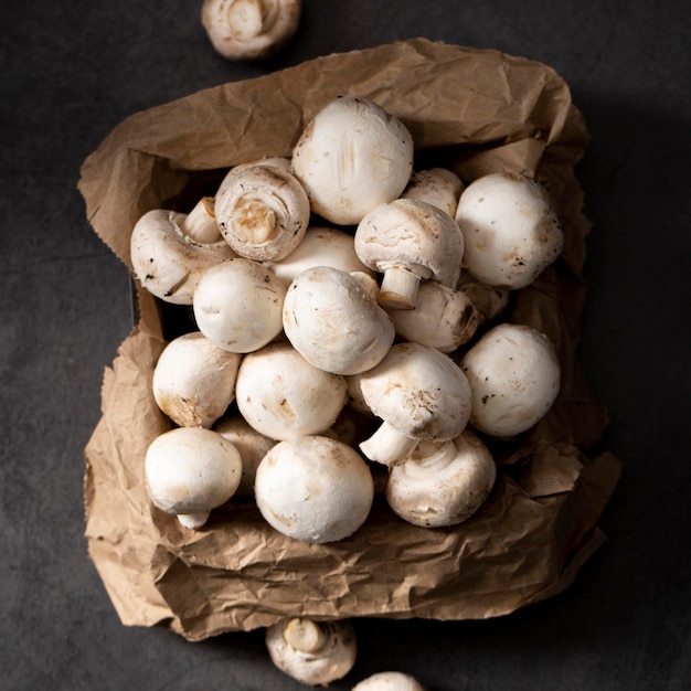 Photo vue de dessus tas de champignons