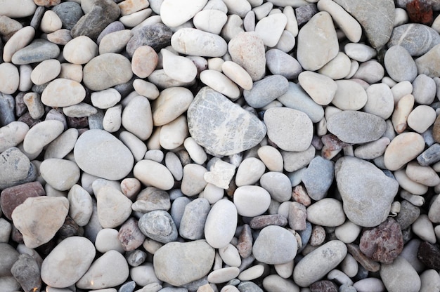 Vue de dessus de la texture de la plage de galets