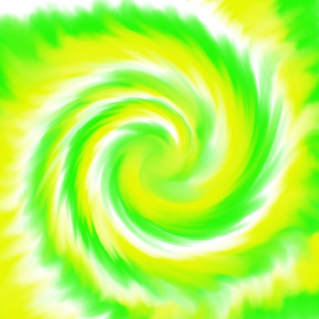 Photo vue de dessus tye dye jaune vert blanc spirale