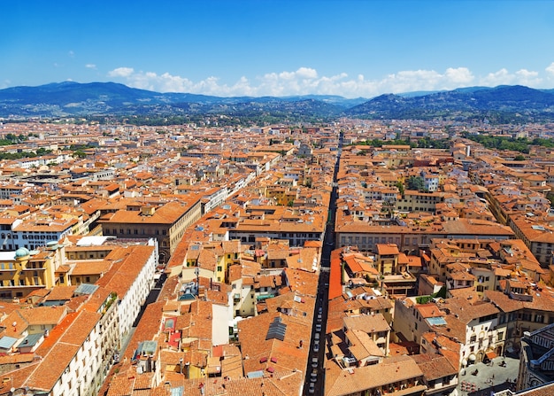 Vue de dessus de la ville de Florence.