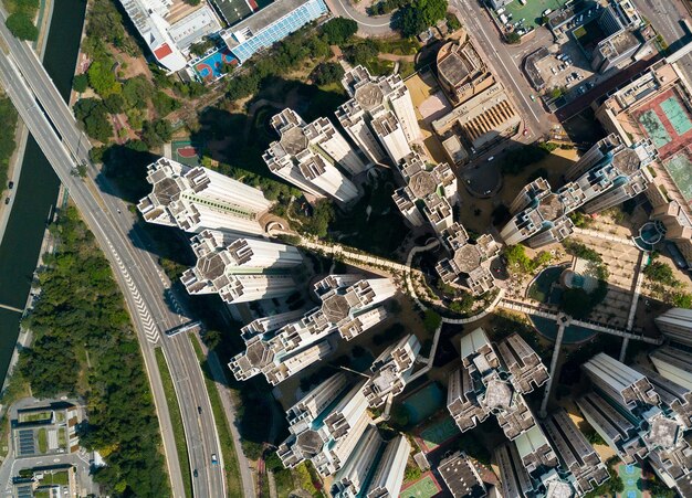 Vue de dessus de la ville de hong kong