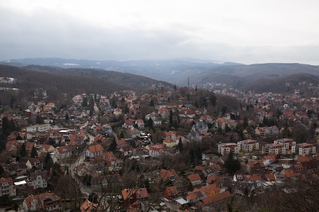 Vue de dessus ville médiévale en saxe allemagne