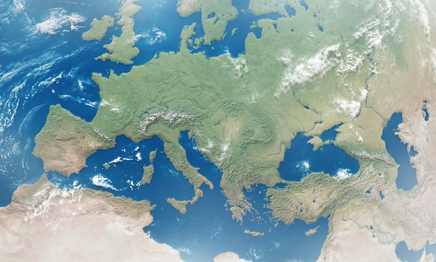 Vue détaillée de l'Europe depuis l'espace