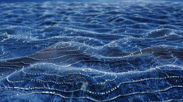 Vue détaillée de la surface bleue ondulée avec des vagues créant un motif texturé
