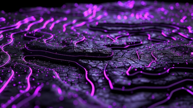 Vue détaillée d'une surface texturée violette et noire