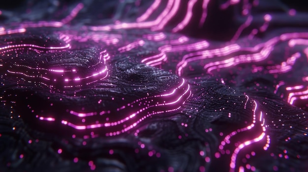 Vue détaillée d'une surface texturée violette et noire