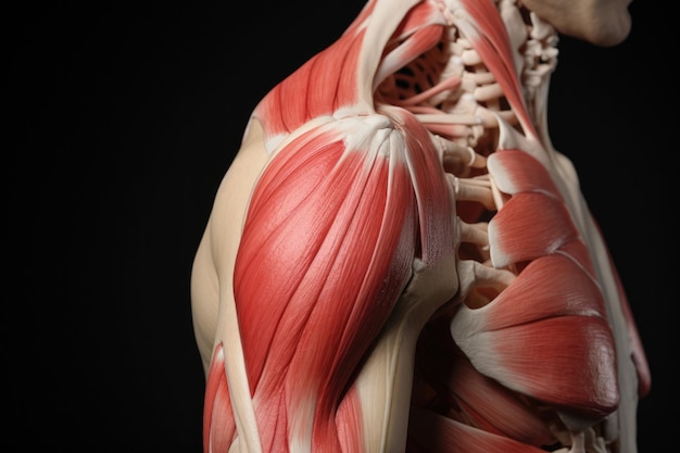 Photo vue de devant de l'articulation de l'épaule humaine avec inflammation