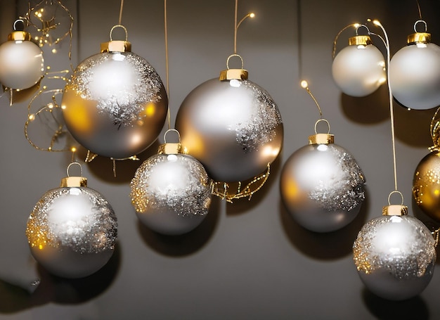 Vue de devant des boules d'arbre de Noël de différentes tailles