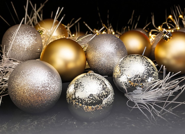 Vue de devant des boules d'arbre de Noël de différentes tailles