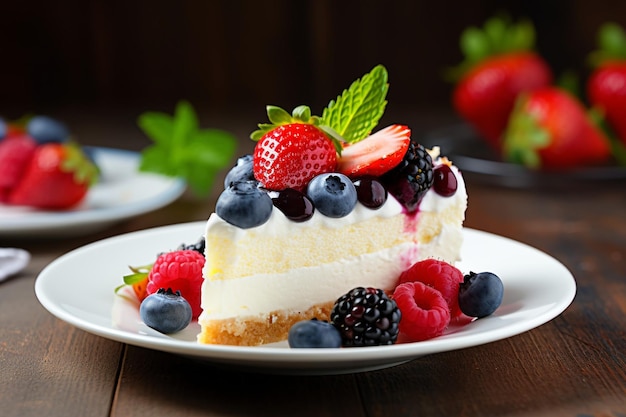 Vue de devant délicieux gâteau au fromage avec fraise et chocolat sur assiette ovale bol de fraises sur