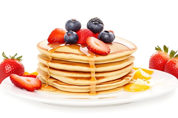 vue sur le devant délicieux pancakes petit déjeuner avec