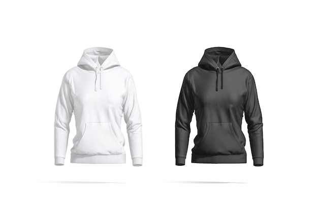 Vue de devant d'une maquette de sweat-shirt sport pour femmes noires et blanches