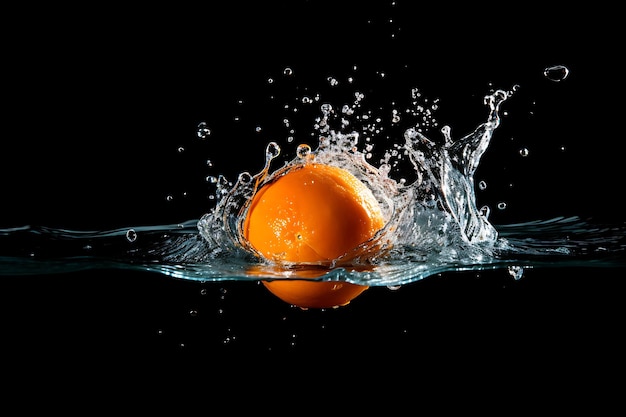 Vue de devant de l'orange dans l'eau