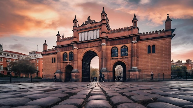 Photo vue de devant de la porte de toledo à madrid