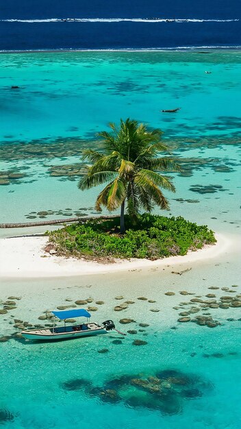 Vue d'un drone d'une île de corail vierge