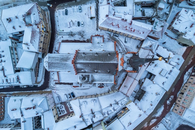 Vue de drone sur la vieille ville de Tarnow en hiver