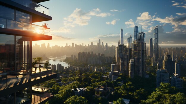 Vue du bâtiment de grande hauteur de loin