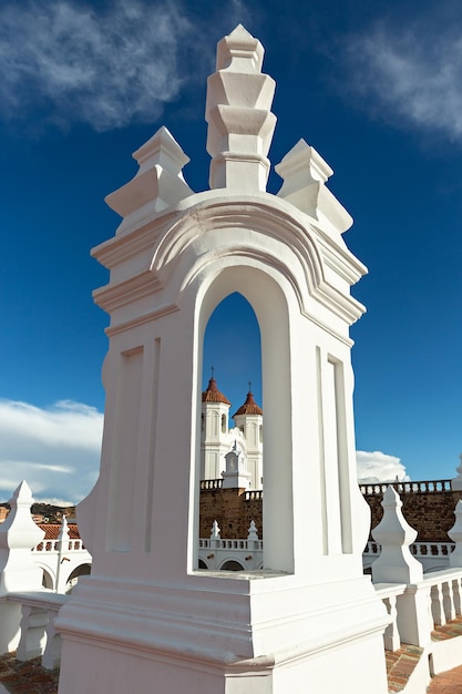 Vue du Campanile de l'Université San Francisco Xavier à Sucre . Bolivie