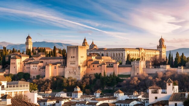 Vue du célèbre palais de l'Alhambra à Grenade depuis le quartier de Sacromonte