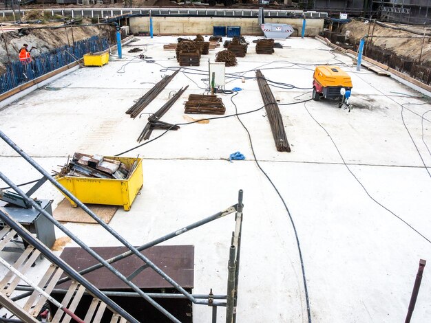 Photo vue du chantier sous un angle élevé