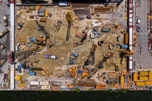 Photo vue du chantier sous un angle élevé