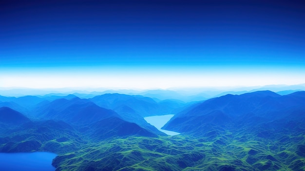 Vue du ciel au-dessus des nuages au-dessus de la terre Ciel bleu profond avec des nuages blancs