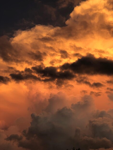 Photo vue du ciel sous un angle bas au coucher du soleil