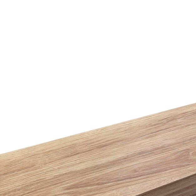 Photo une vue du coin d'une table en bois ou d'un coin d'une table en bois sur un fond blanc rendu 3d