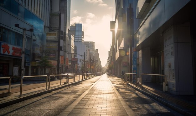 Vue du coucher de soleil depuis la ville vide