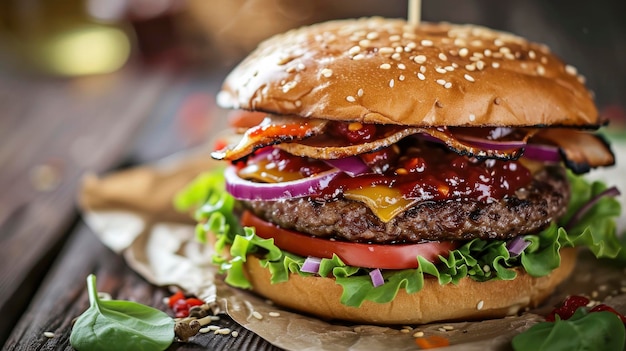 Vue du délicieux burger