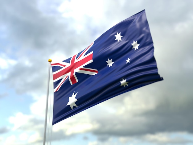 Vue du drapeau australien dans le vent