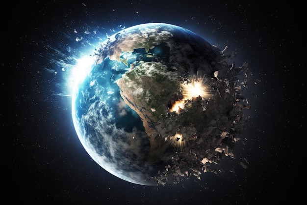 Une vue du globe terrestre vue de l'espace lors d'une frappe de météorite a été fournie par la NASA