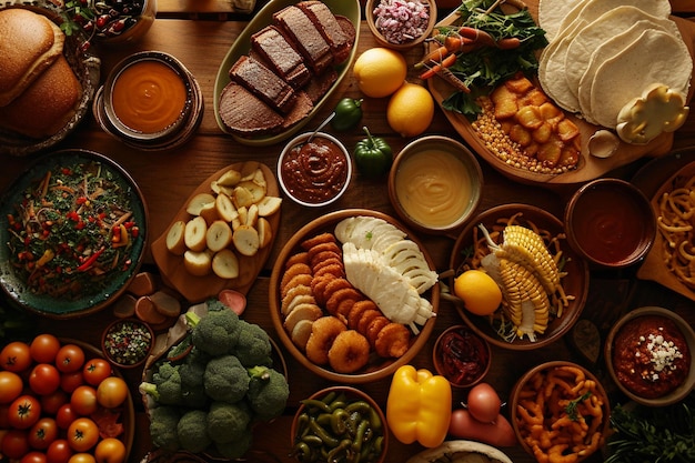 Vue du haut de la délicieuse cuisine brésilienne